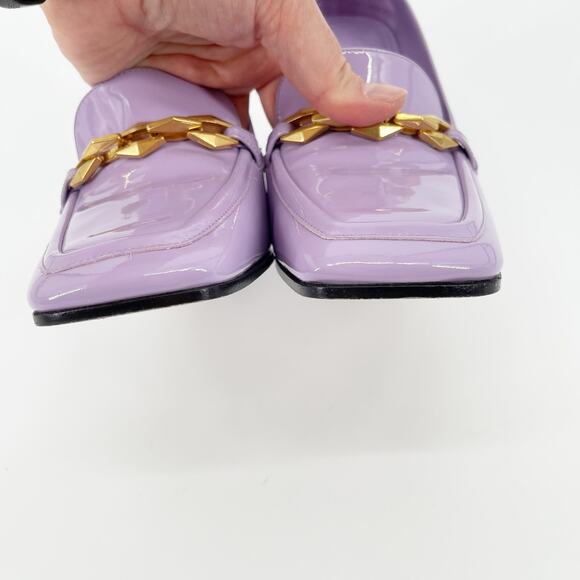 Jimmy Choo Diamond Tilda Wisteria Purple Patent Leather Chain Loafer Pump IT 40 - Picture 8 of 12